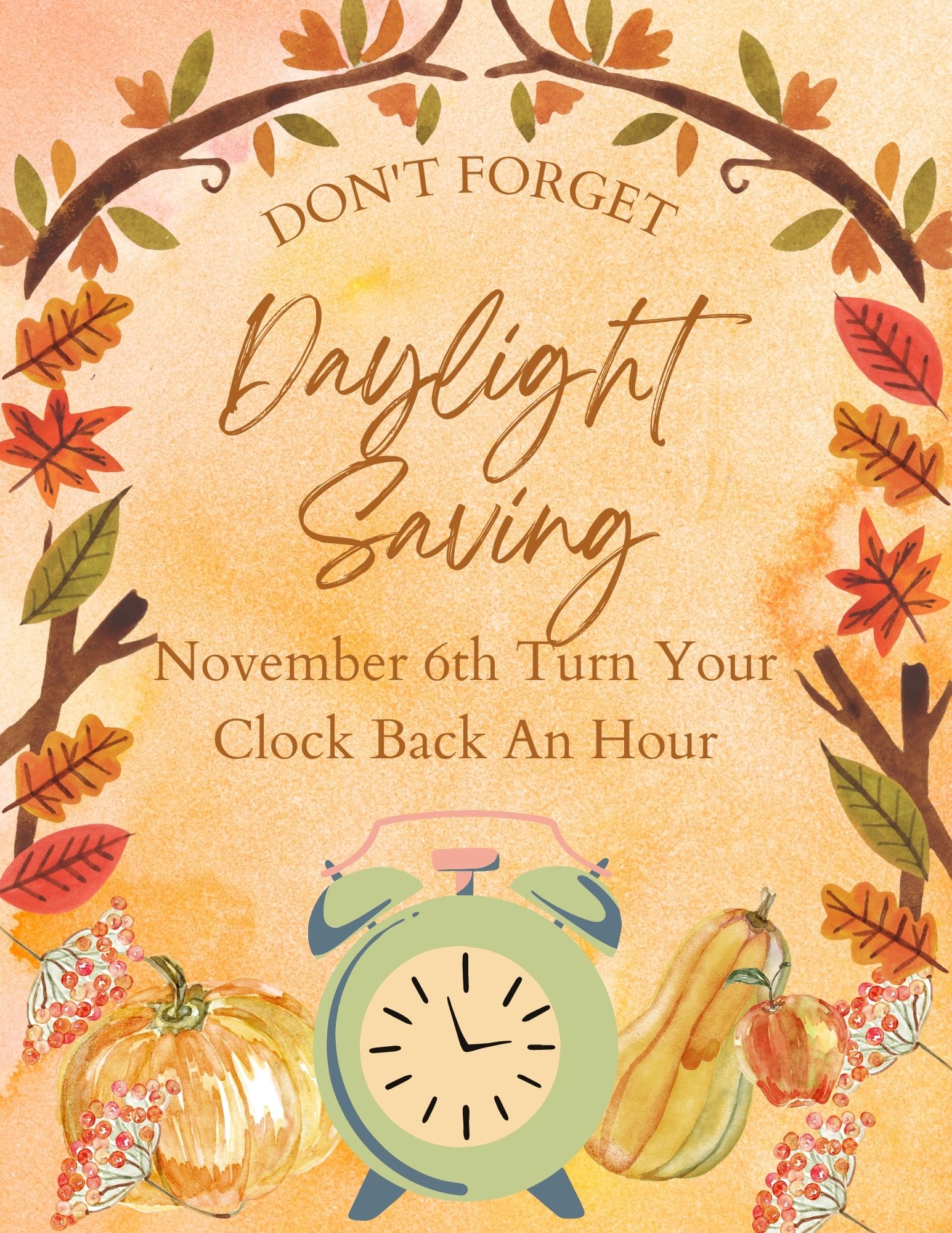 Don't forget: Apartments in Stone Oak, daylight savings time, November - turn your clock back an hour.