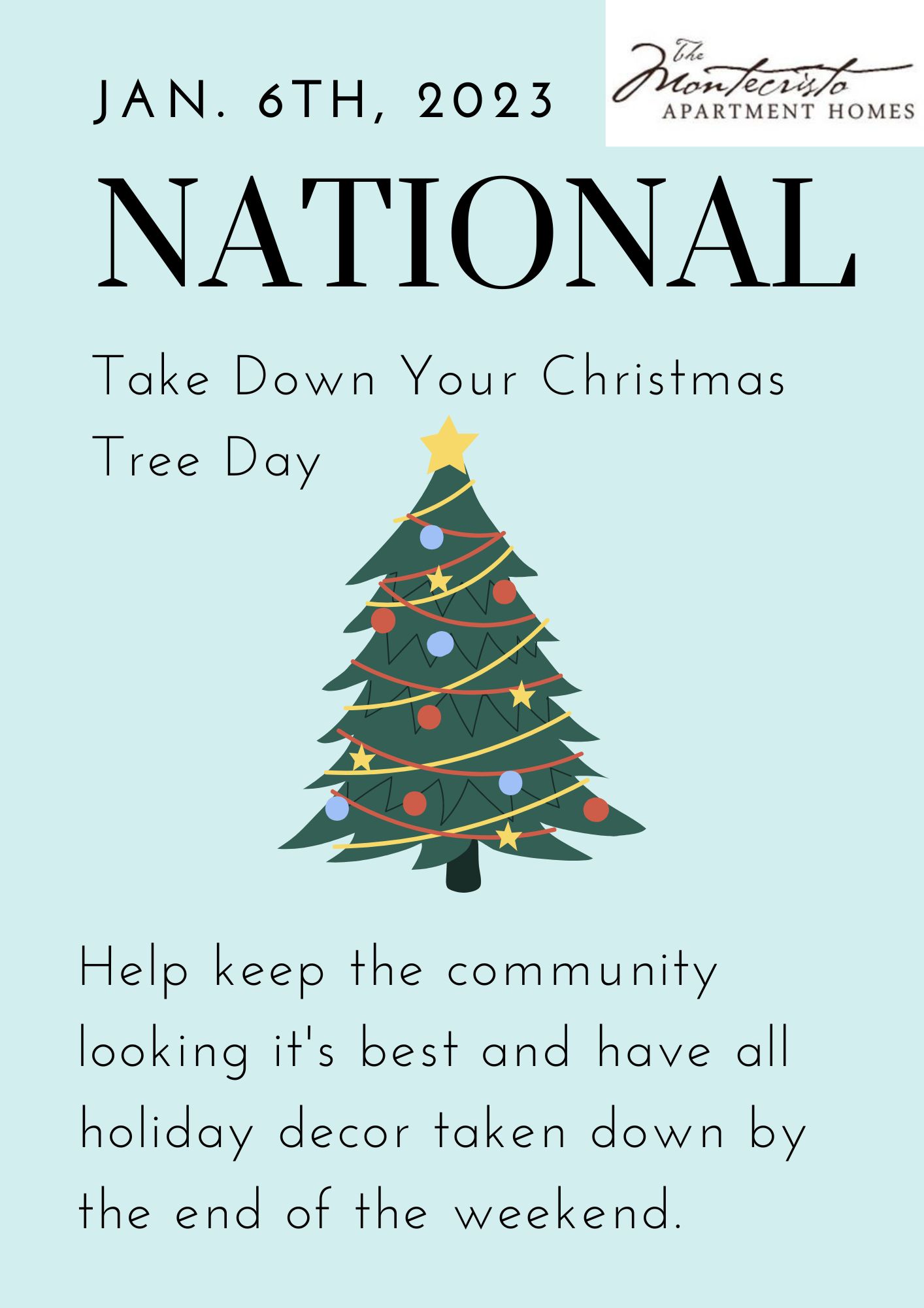 National Take Down Your Christmas Tree Day Apartments Stone Oak, TX