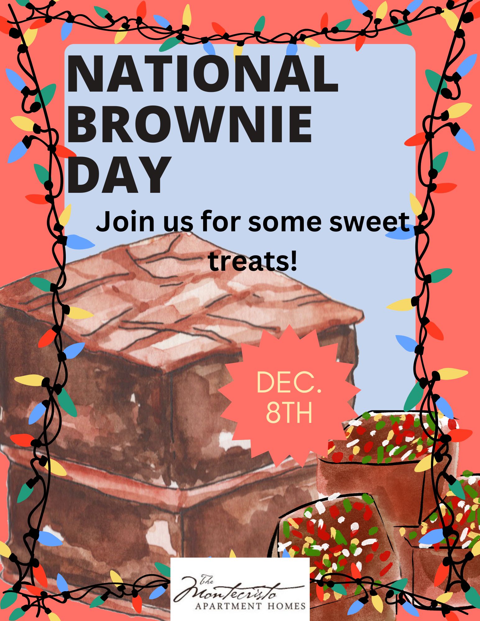A flyer for national brownie day in San Antonio.